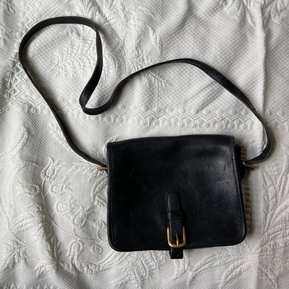 Vintage 1980s Coach Black Leather Handbag